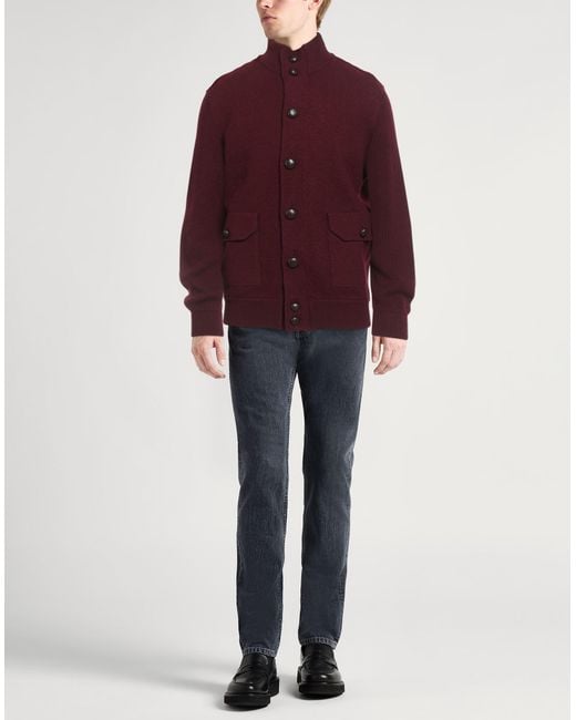 Malo Red Cardigan Virgin Wool for men