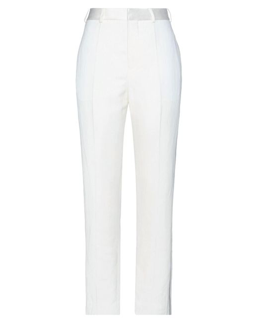 Haider Ackermann White Pants Linen, Rayon
