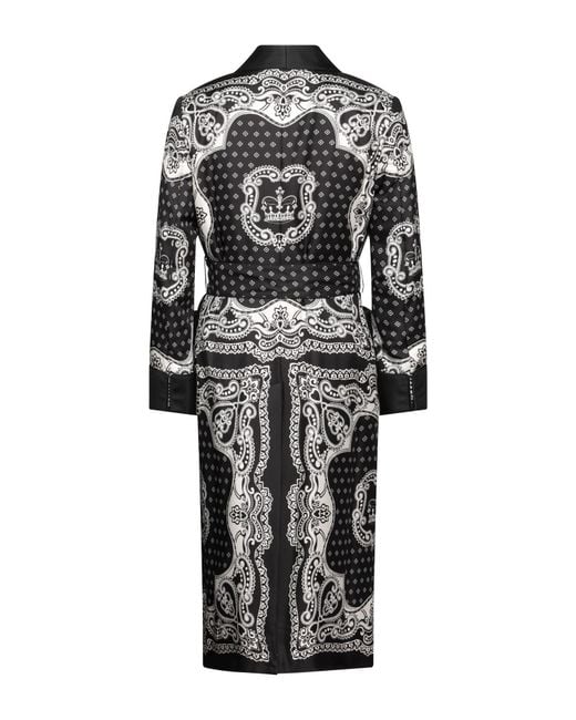 Dolce & Gabbana Black Overcoat & Trench Coat Silk, Elastane for men