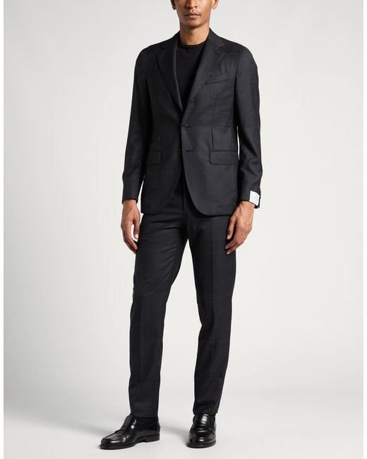 Caruso Black Suit Wool for men
