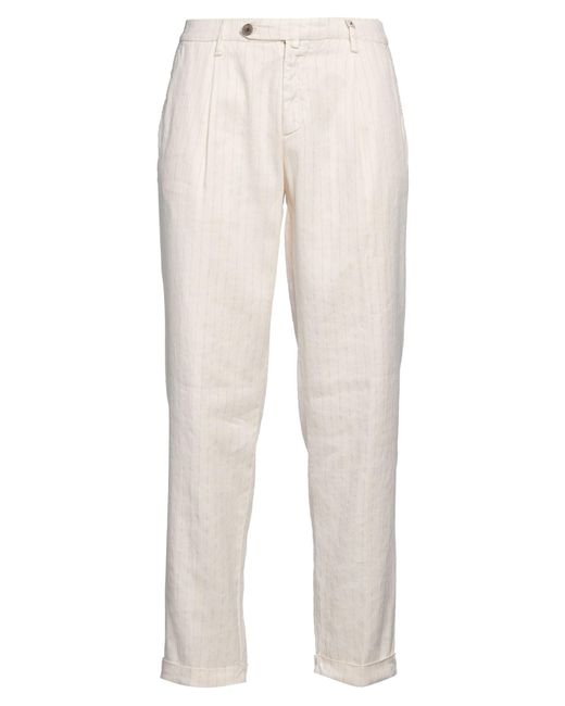 Myths White Ivory Pants Linen, Cotton, Polyester, Elastane for men