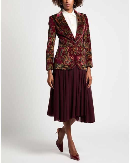 Etro Red Burgundy Blazer Cotton, Elastane