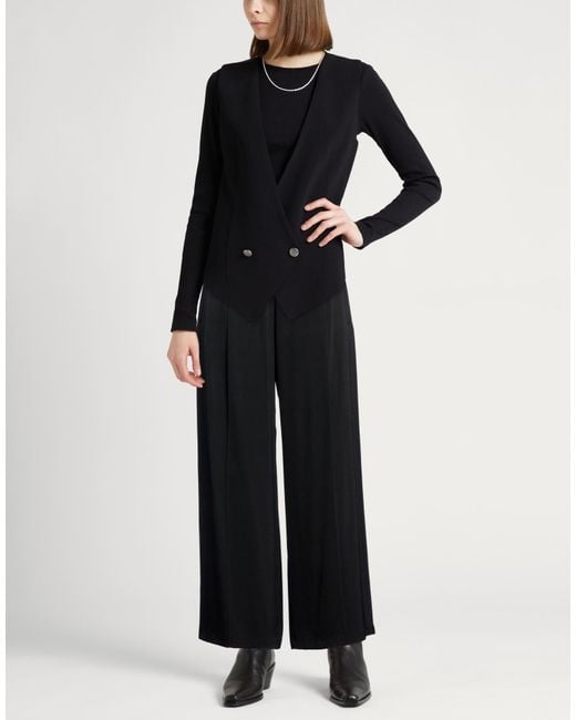 Semicouture Black Pants Viscose, Virgin Wool