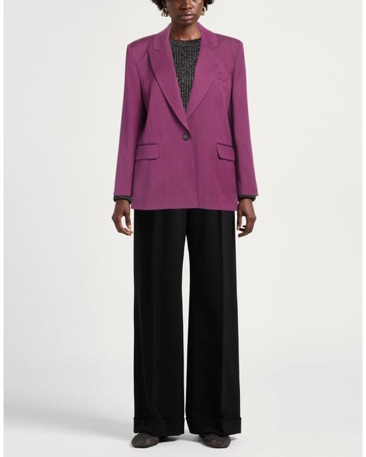 Pinko Purple Plum Blazer Wool, Polyester, Viscose, Elastane