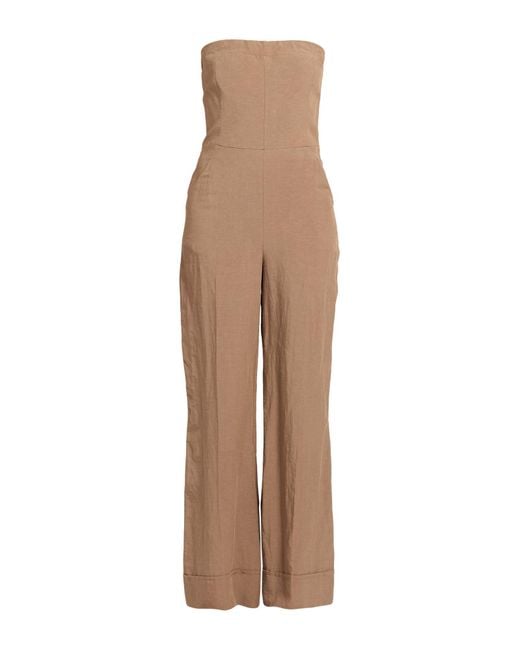 Kaos Natural Camel Jumpsuit Viscose, Linen