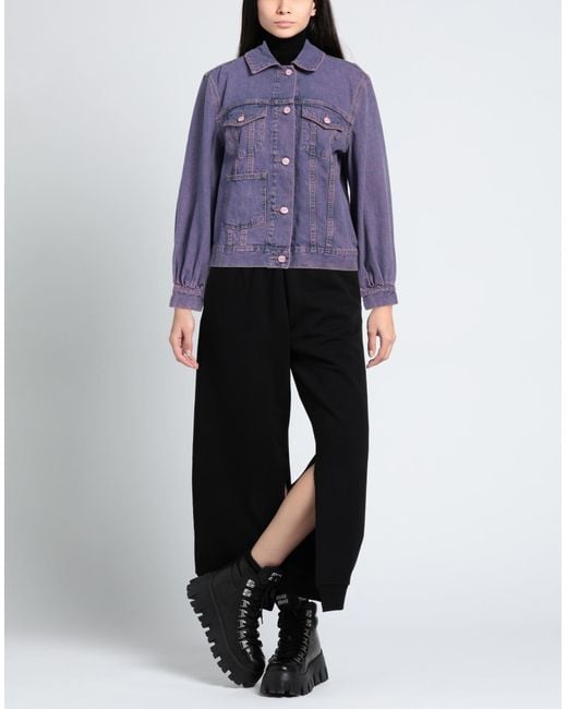 Ganni Purple Denim Outerwear Organic Cotton