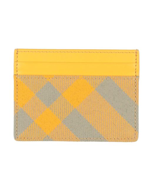 Burberry Yellow Cardholder Cow Leather, Polyester, Wool for men