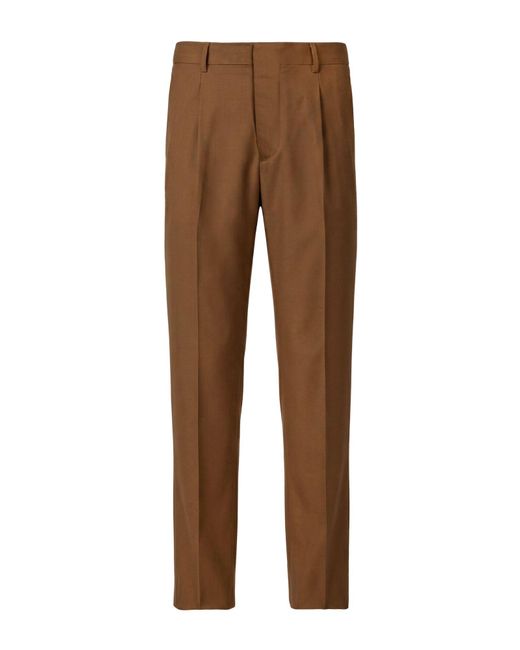 Lardini Brown Khaki Pants Virgin Wool, Mohair Wool for men