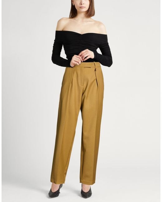 Alysi Yellow Chocolat Pants Polyester, Virgin Wool