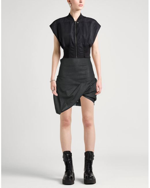Rick Owens Gray Denim Skirt Cotton, Elastomultiester, Rubber