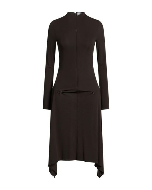 Courreges Black Dark Midi Dress Viscose, Elastane