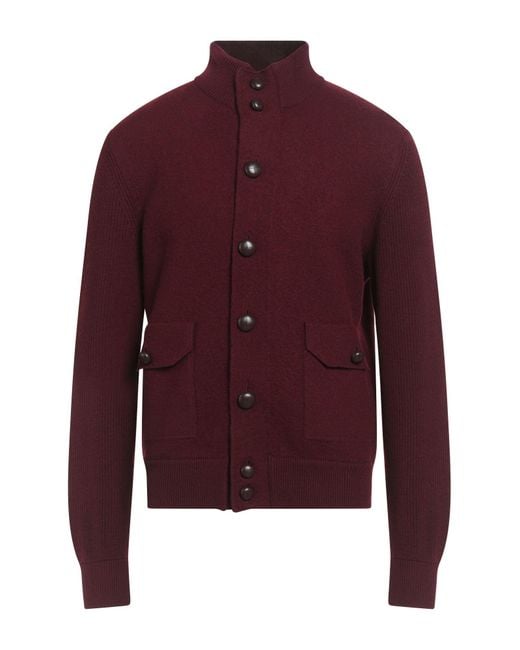 Malo Red Cardigan Virgin Wool for men