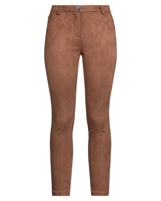 DOUBLE C Brown Pants Viscose, Polyurethane
