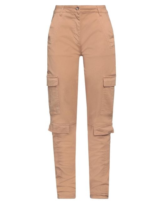 Semicouture Natural Camel Pants Cotton, Elastane