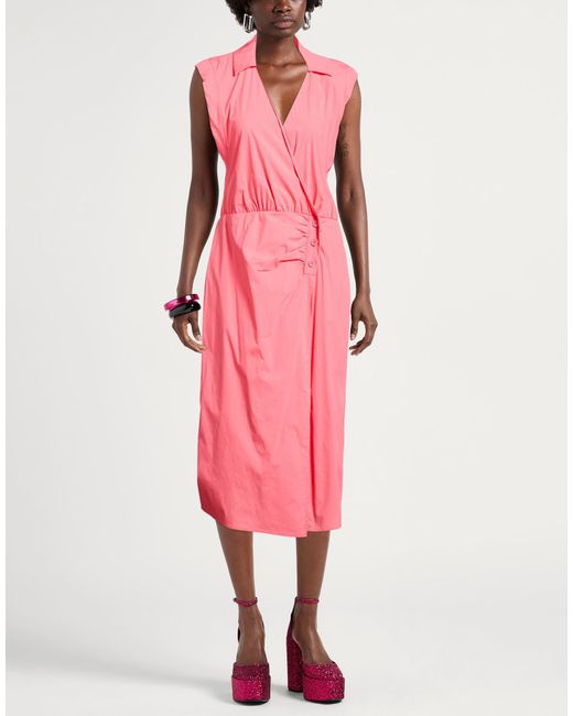 Patrizia Pepe Pink Fuchsia Midi Dress Cotton, Polyamide, Elastane