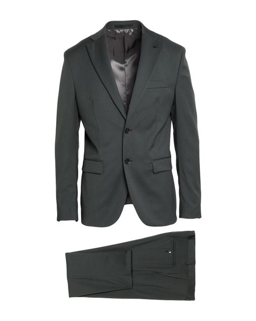Paoloni Gray Suit Wool, Elastane for men