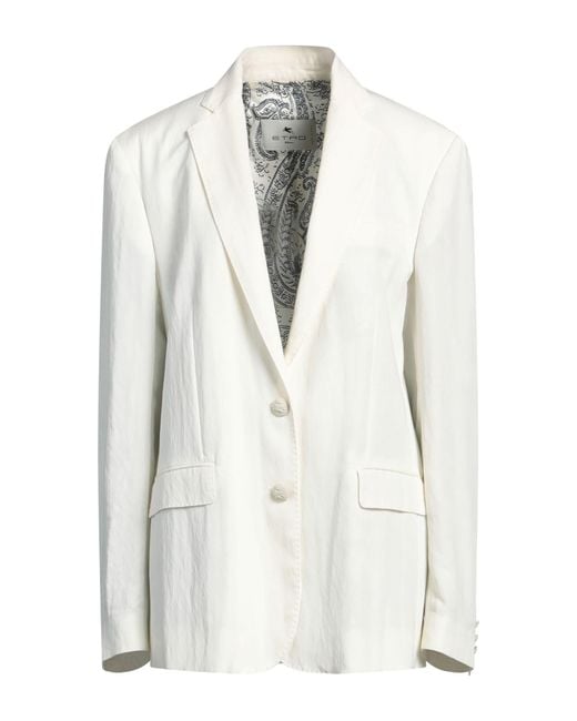 Etro White Ivory Blazer Lyocell, Polyamide