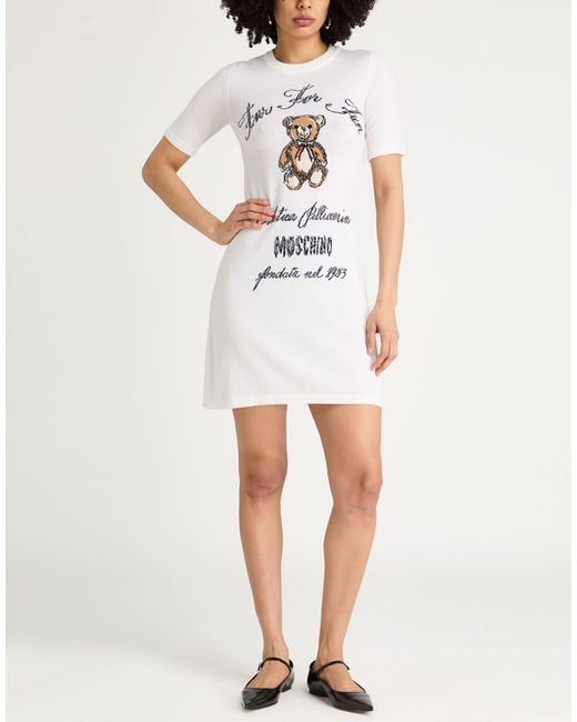 Moschino White Mini Dress Virgin Wool