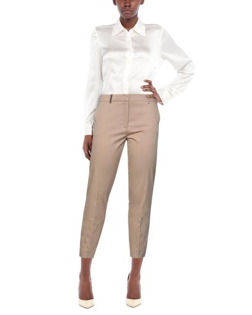 Peserico Natural Sand Pants Cotton, Elastane
