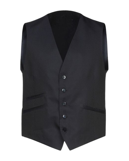 Manuel Ritz Black Tailored Vest Polyester, Wool for men
