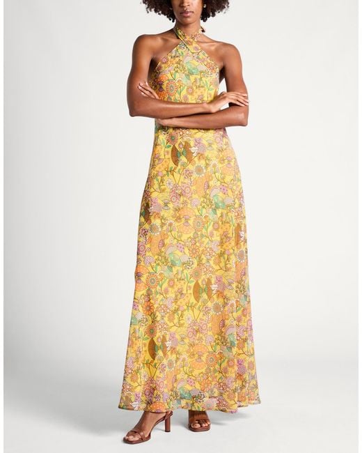 Compagnia Italiana Metallic Marigold Maxi Dress Polyester