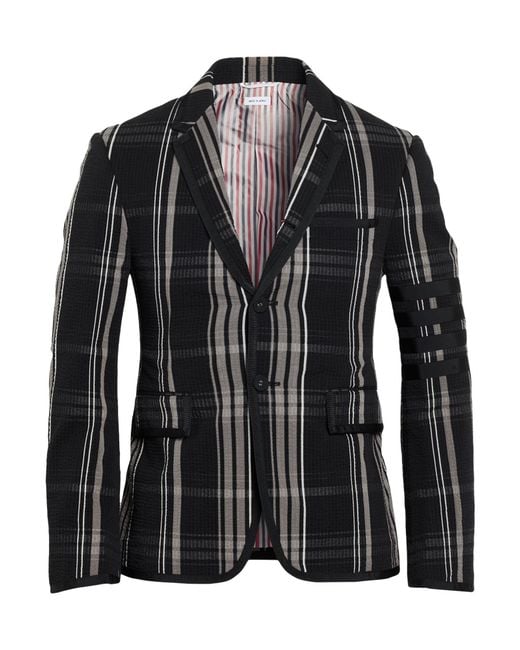 Thom Browne Black Blazer Cotton, Polyester for men