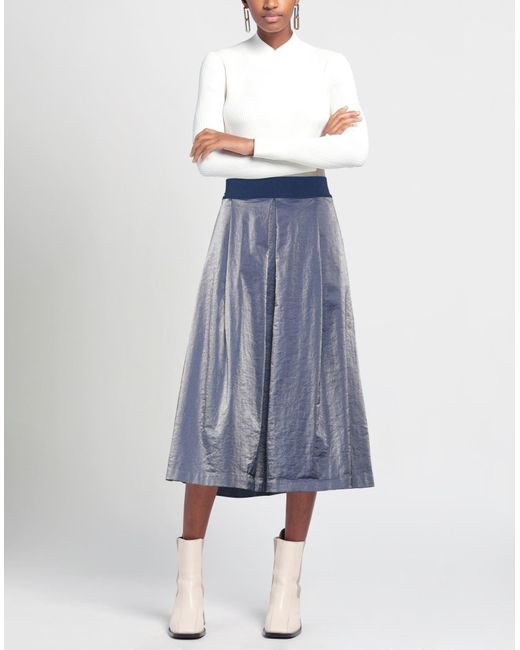 European Culture Blue Midi Skirt
