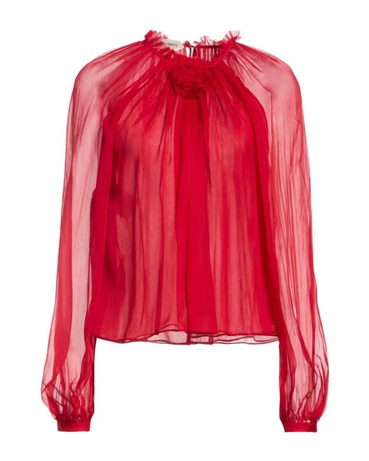 Alberta Ferretti Red Top Silk