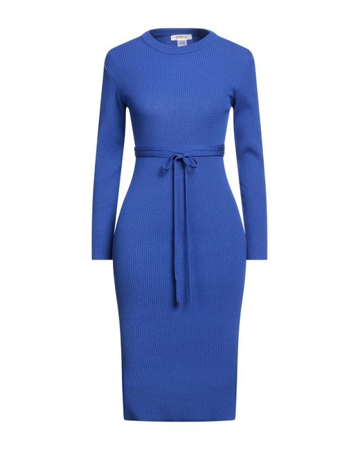 Kontatto Blue Bright Midi Dress Viscose, Acrylic, Elastane
