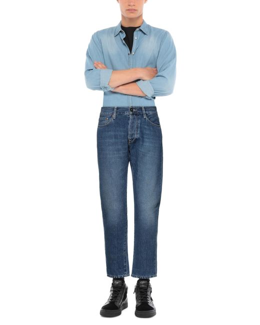 Tela Genova Blue Jeans Cotton, Linen for men