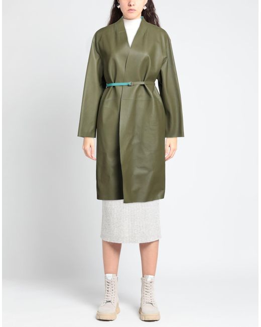 Desa Nineteenseventytwo Green Overcoat & Trench Coat