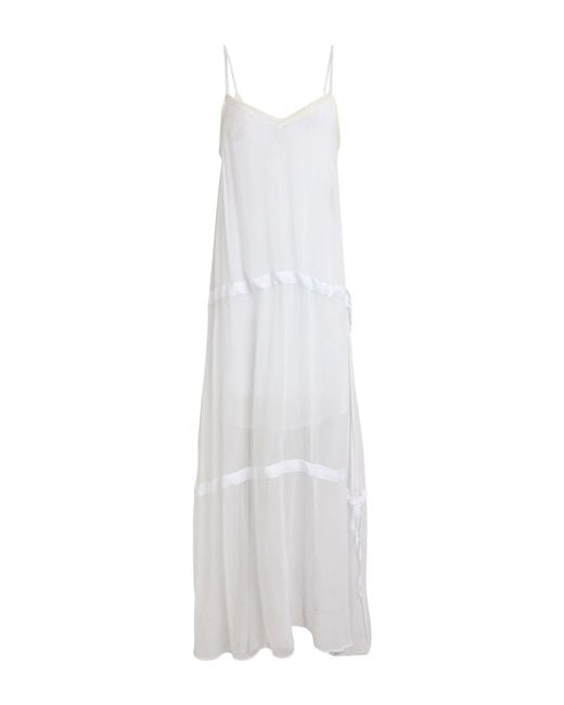 Isabel Benenato White Maxi Dress Cotton, Silk, Viscose
