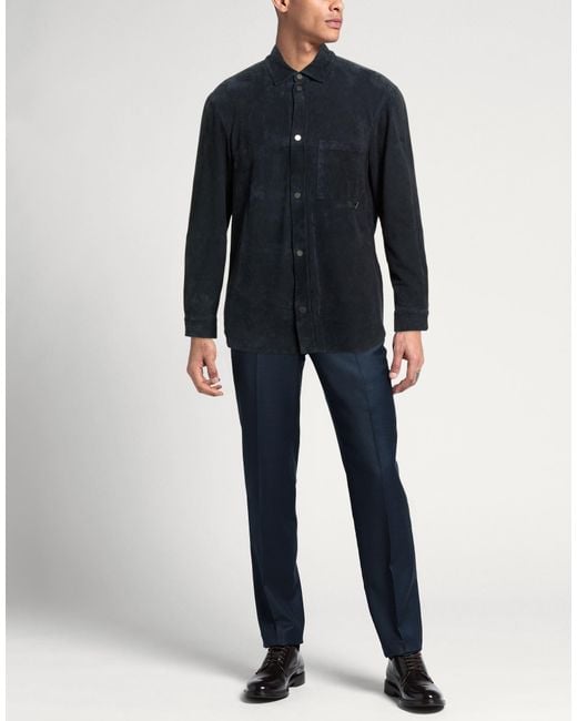 Aion Blue Shirt Ovine Leather for men