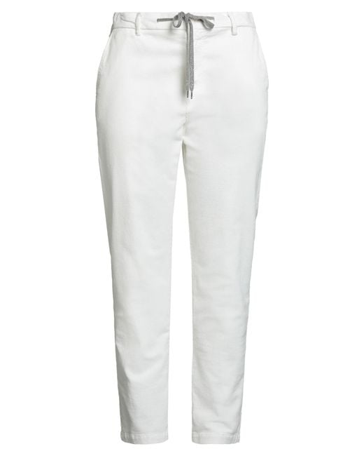 Eleventy White Pants Cotton, Elastane