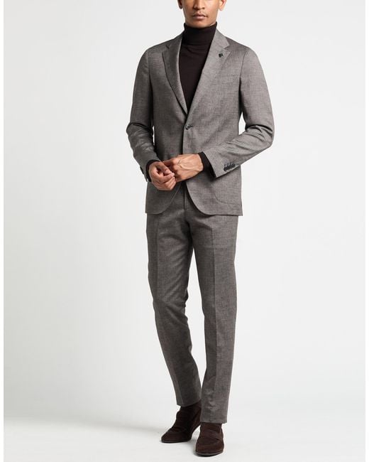 Lardini Gray Suit Wool, Linen, Silk for men