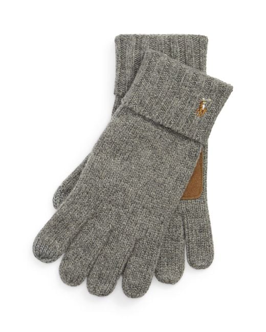 Polo Ralph Lauren Merino Wool Touch Screen Gloves in Grey for Men Lyst UK