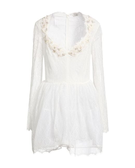 Elisabetta Franchi White Mini Dress Polyamide, Glass, Plastic