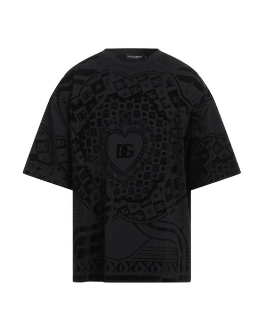 Dolce & Gabbana Black T-Shirt Cotton, Polyamide, Elastane for men
