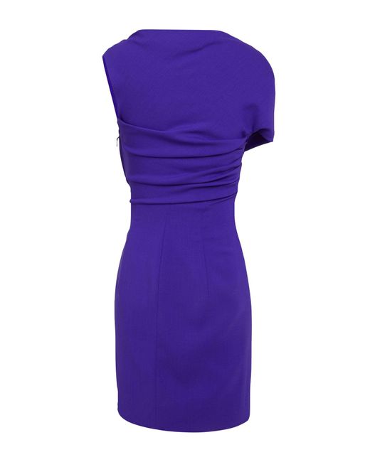 DSquared² Purple Bright Mini Dress Virgin Wool, Elastane