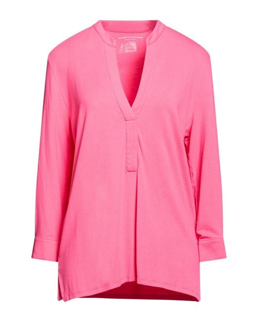 Majestic Filatures Pink T-Shirt Viscose, Elastane