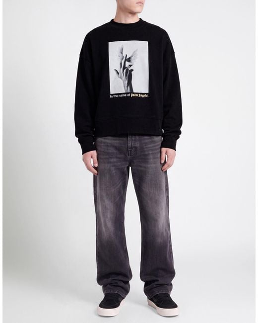 Palm Angels Black Sweatshirt Cotton for men