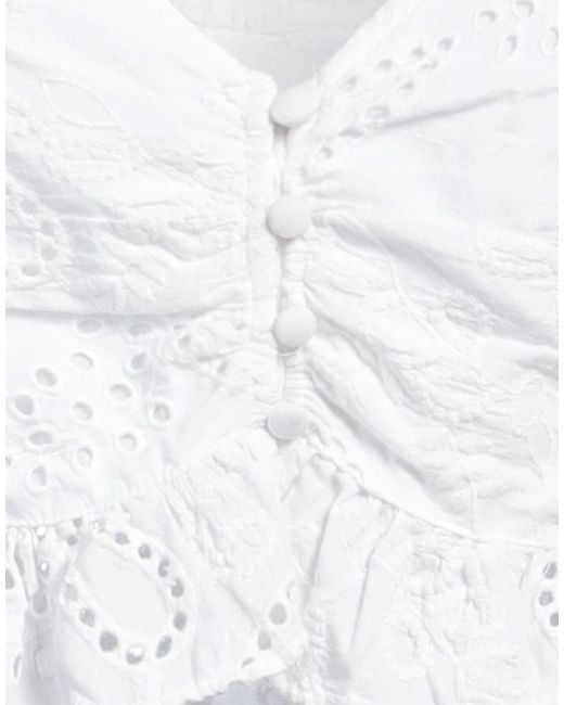 Guess White Lace Button-Front Cotton Top