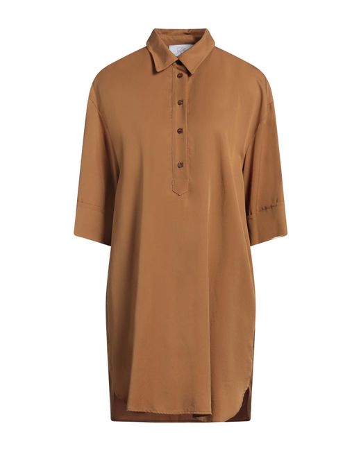 Soallure Brown Camel Mini Dress Lyocell