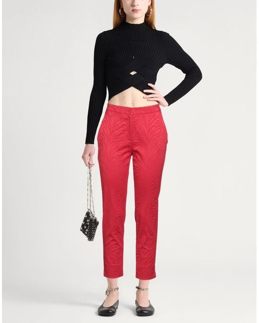 Caractere Red Pants Polyester, Viscose, Elastane
