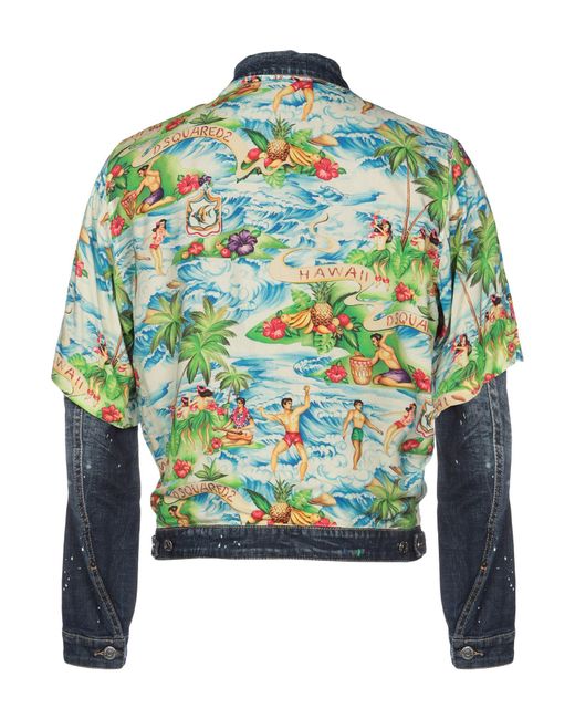 DSquared² Green Denim Outerwear Cotton, Elastane for men
