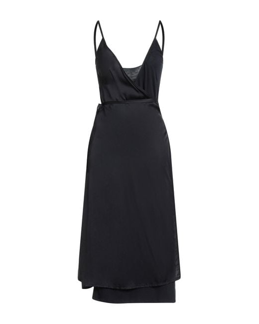 Majestic Filatures Black Midi Dress Viscose, Elastane, Silk