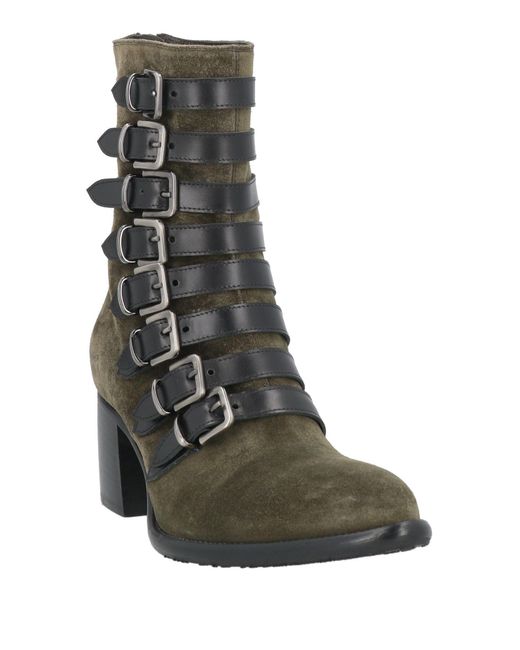 Rocco P Green Military Ankle Boots Leather