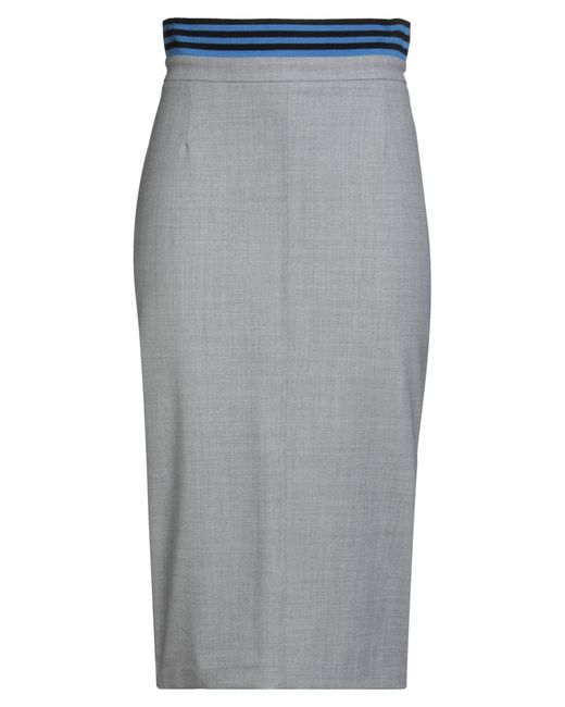Hanita Gray Light Midi Skirt Polyester, Wool, Elastane