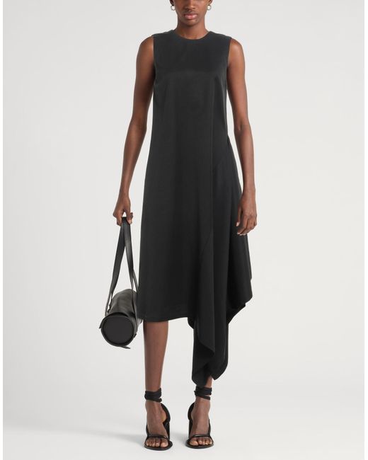 Uma Wang Black Midi Dress Viscose, Cotton