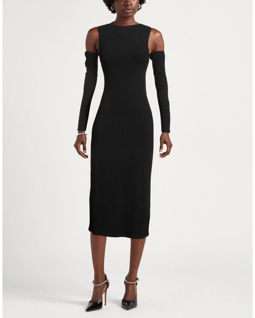 WEILI ZHENG Black Midi Dress
